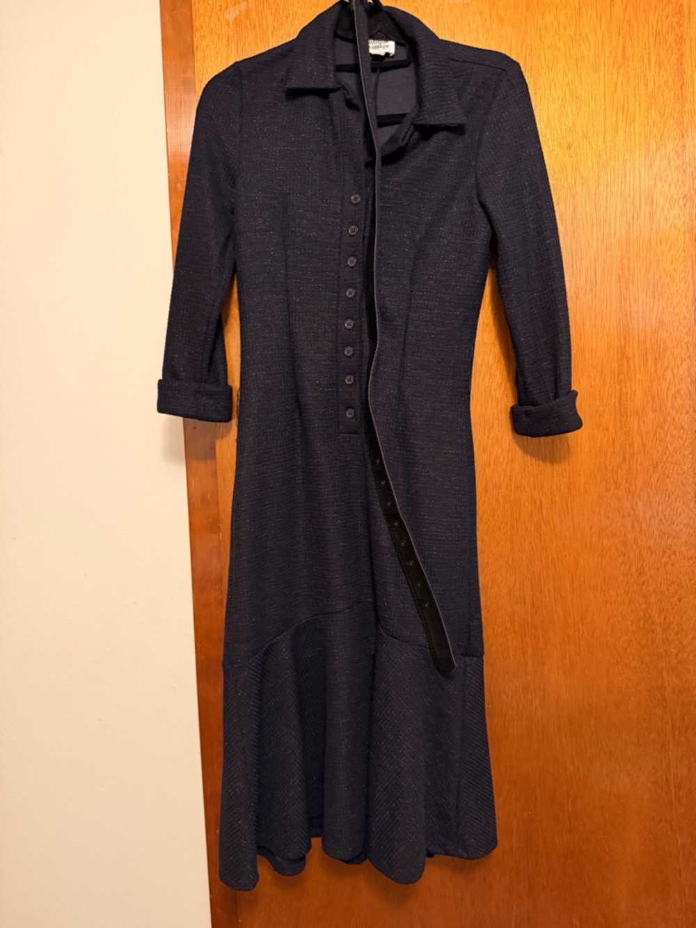 Unique vintage belted slim sparkle dress